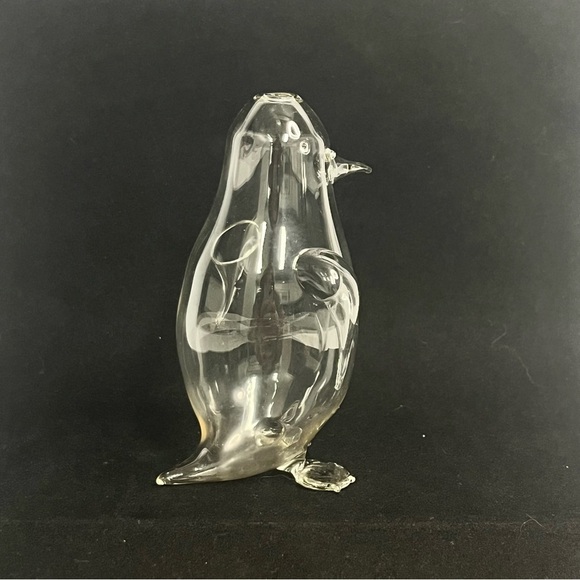 clear penguin oil lamp as is no center glass or wick propragataion vase - Picture 2 of 7